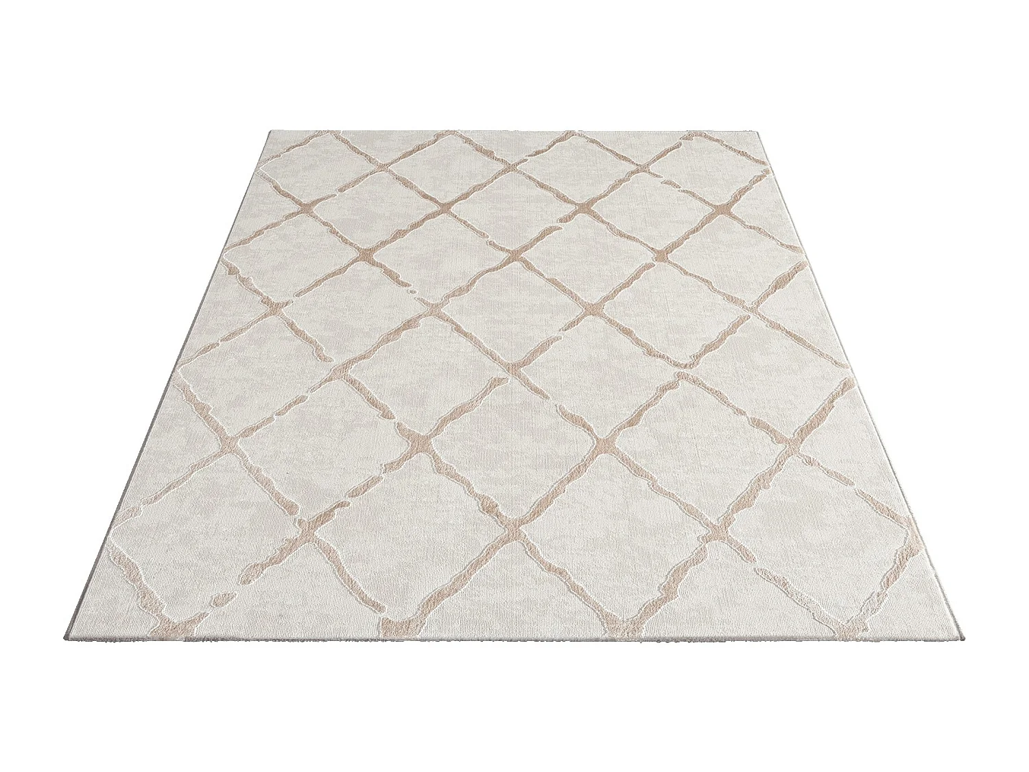 Tapis Knight 3D brillants design losange, Beige, 200 x 290 cm