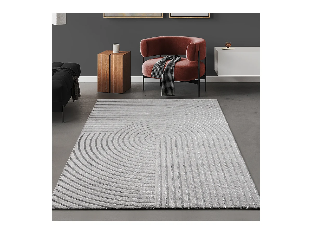 Tapis Knight 3D brillants moderne, Gris, 240 x 340 cm