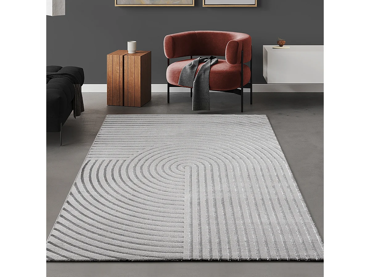 Tapis Knight 3D brillants moderne, Gris, 160 x 230 cm