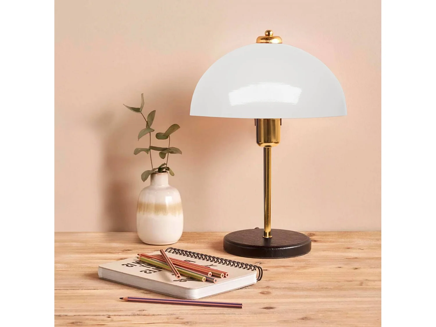 Lampe de table champignon doré 37cm LISETTE