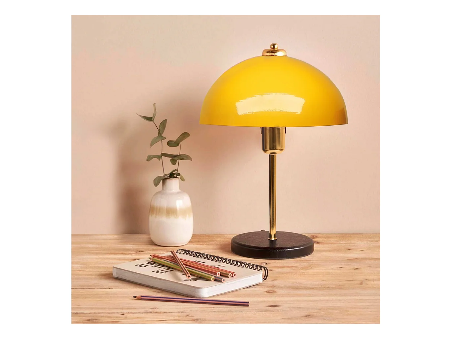 Lampe de table champignon noir 49cm EDITH