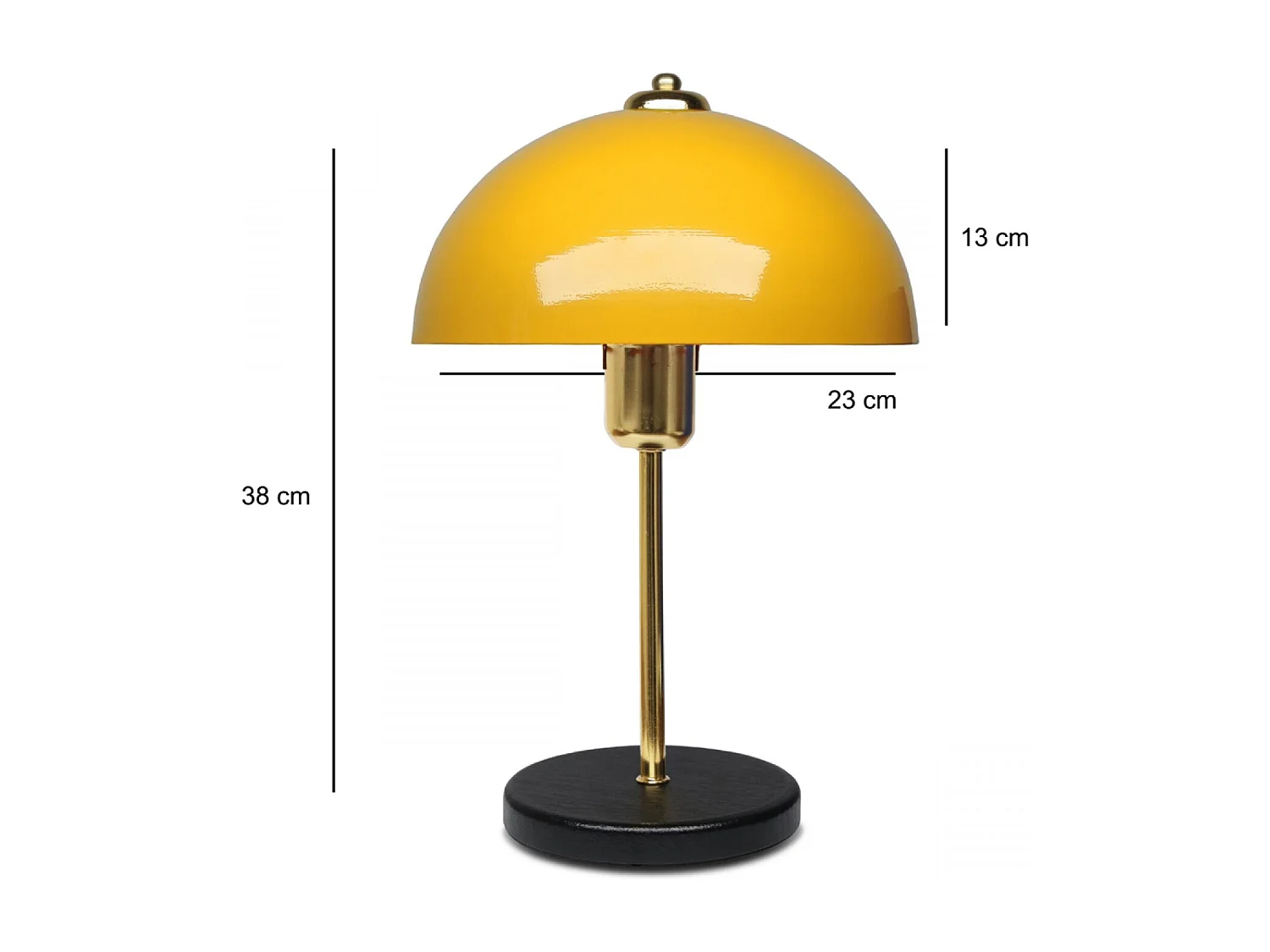 Zwarte moderne design tafellamp paddenstoel 49cm van metaal en hout