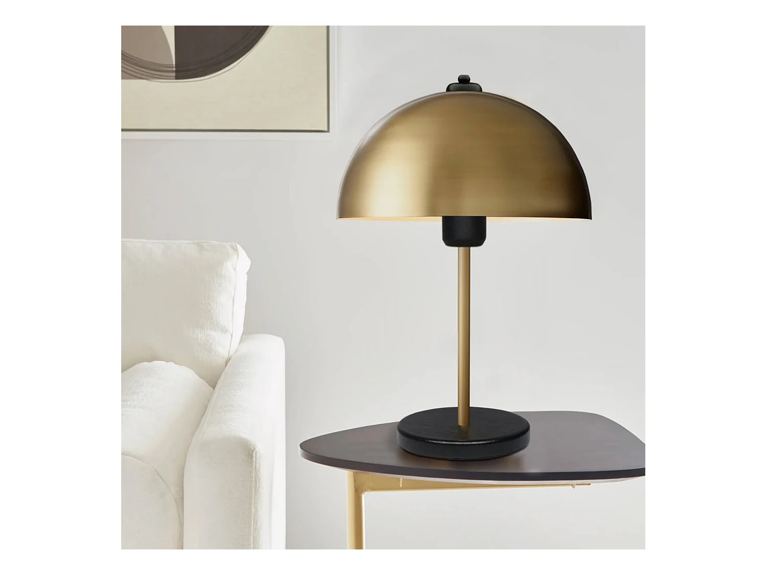 Lampe de table champignon jaune 38cm PAULE