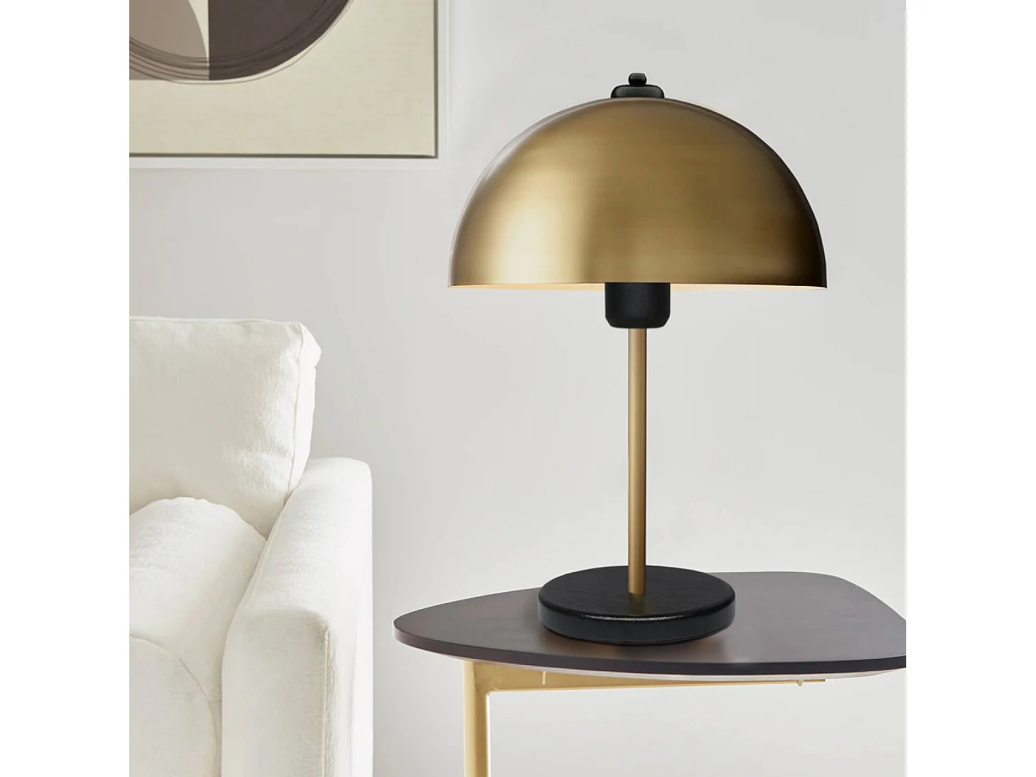 Lampe de table champignon jaune 38cm PAULE