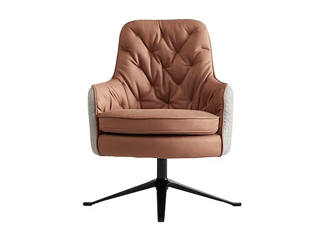 Fauteuil en simili cuir JULIO - Marron et Gris