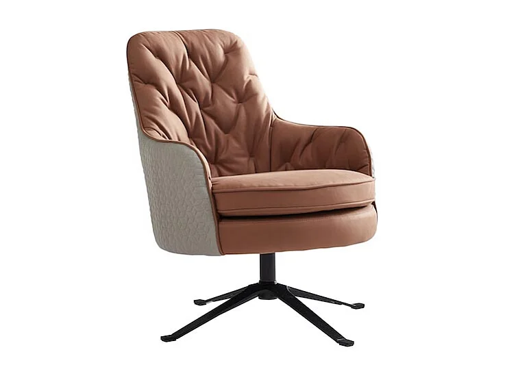 Fauteuil en simili cuir JULIO - Marron et Gris