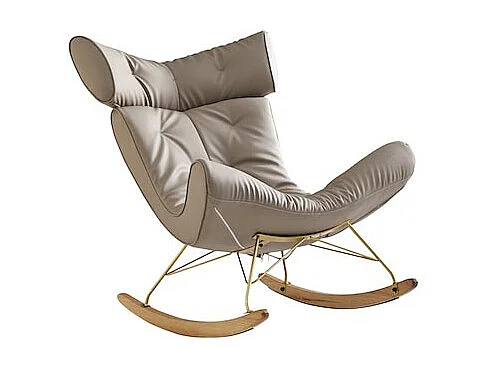 Rocking chair avec repose pieds en simili cuir KOOL - Taupe