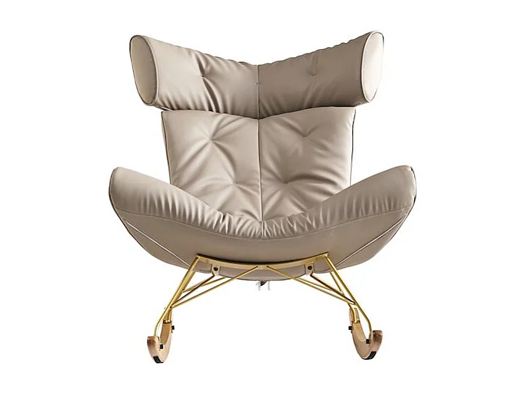 Rocking chair avec repose pieds en simili cuir KOOL - Taupe