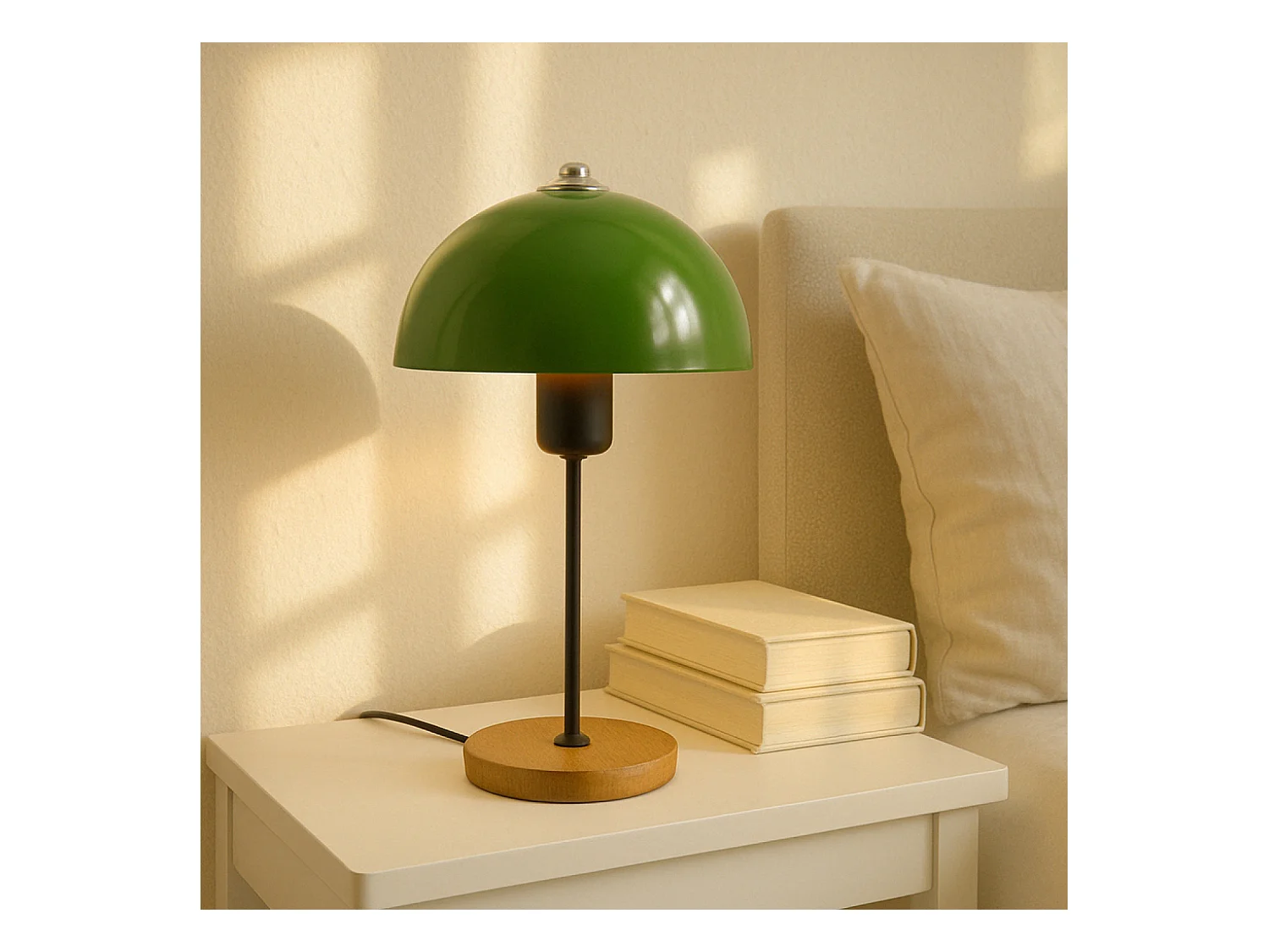 Table basse ronde podium bois noyer et blanc 90cm AGNES