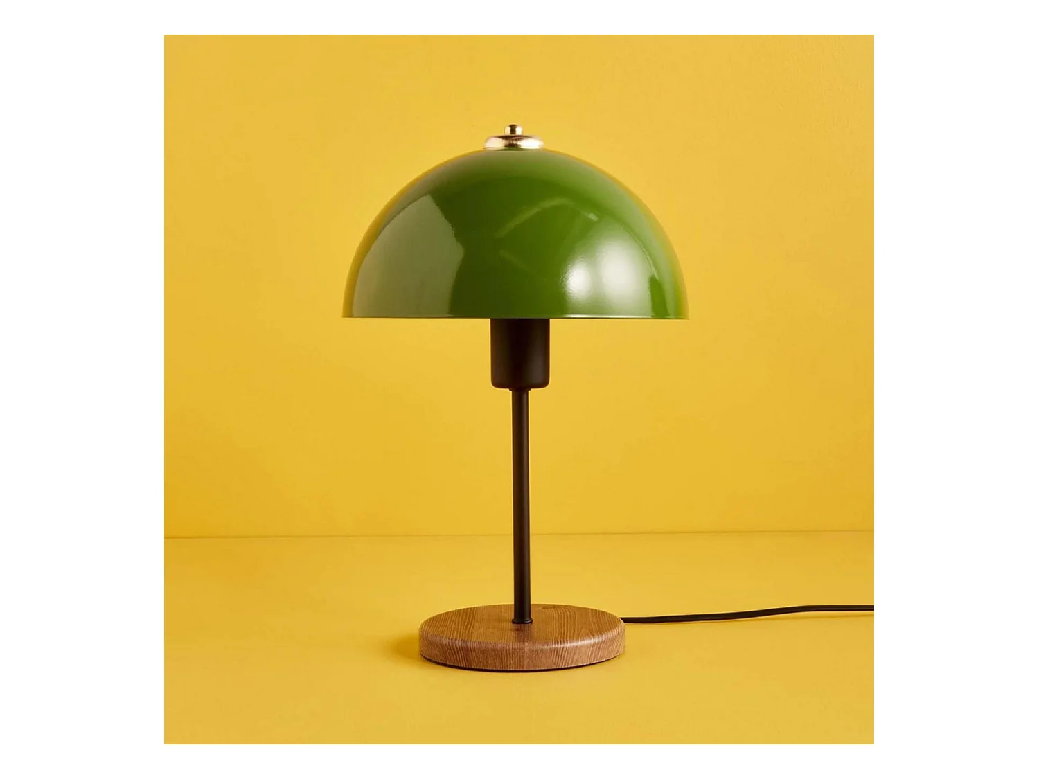 Table basse ronde podium bois noyer et blanc 90cm AGNES