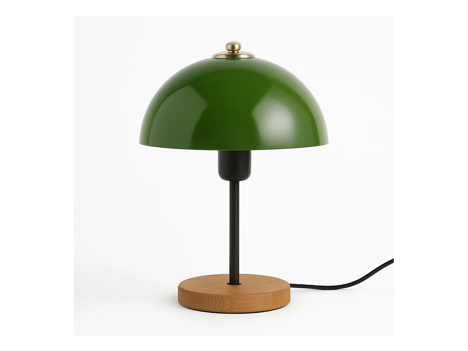 Table basse ronde podium bois noyer et blanc 90cm AGNES