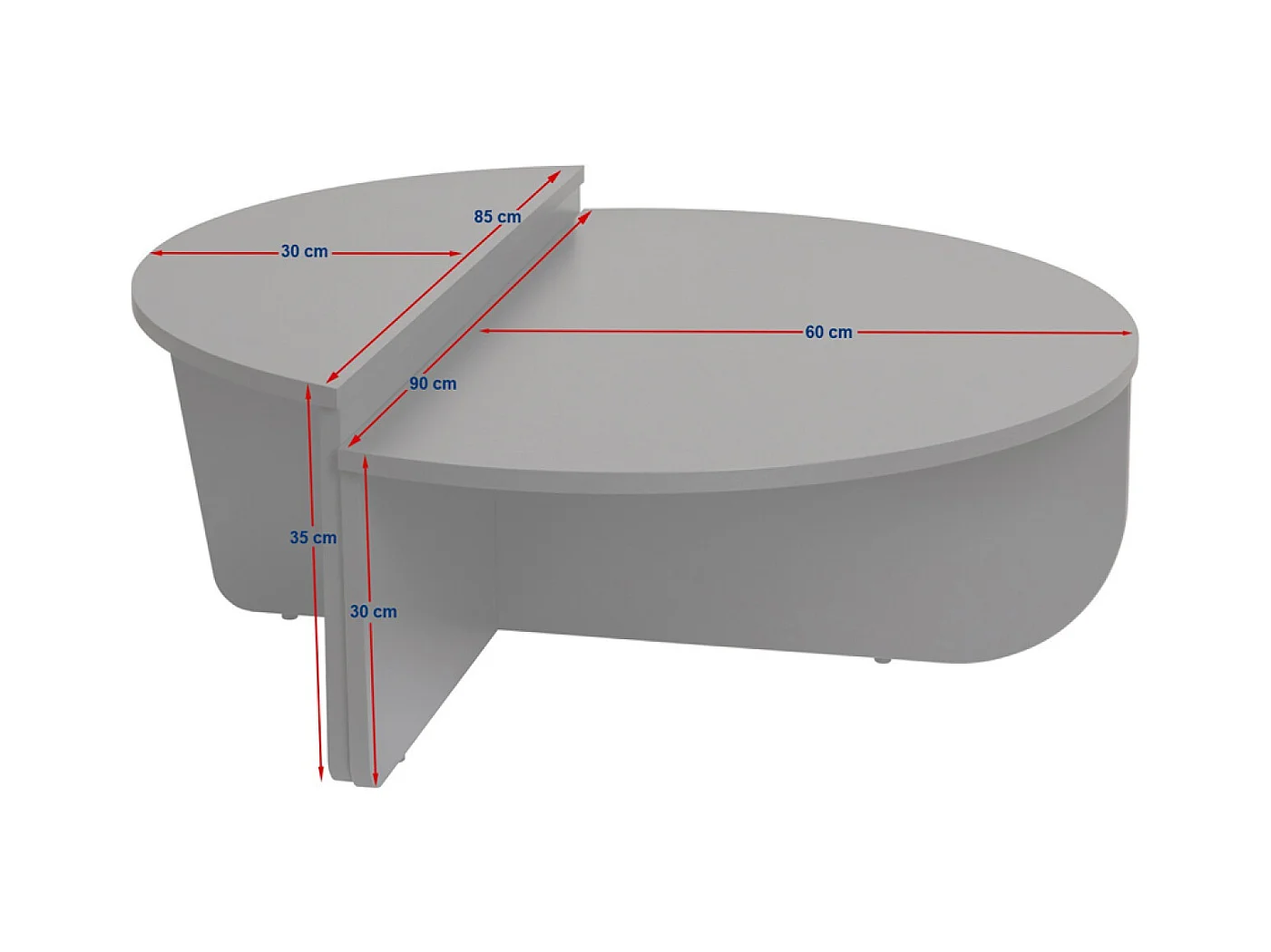 Table basse ronde podium bois noyer et blanc 90cm AGNES