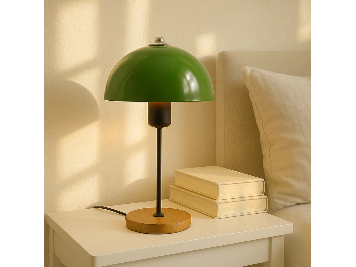 Mesa de centro redonda modular de nogal y blanco de 90 cm - AGNES