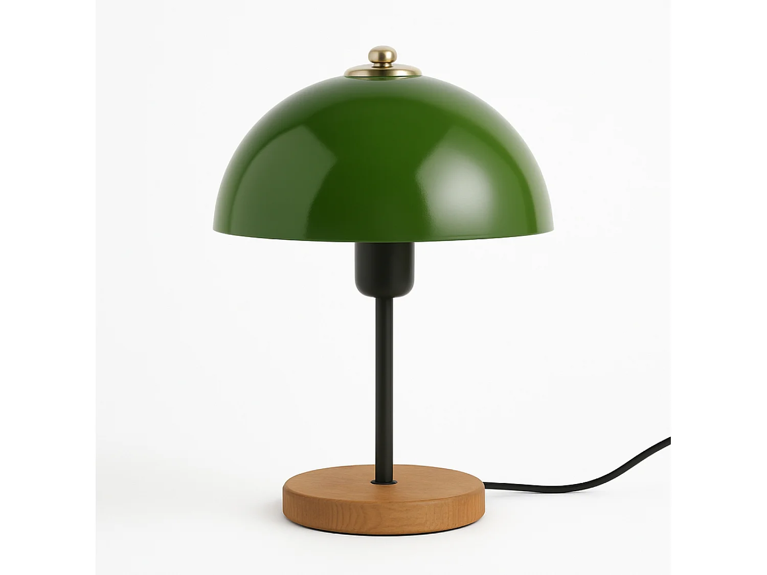 Table basse ronde podium bois noyer et blanc 90cm AGNES