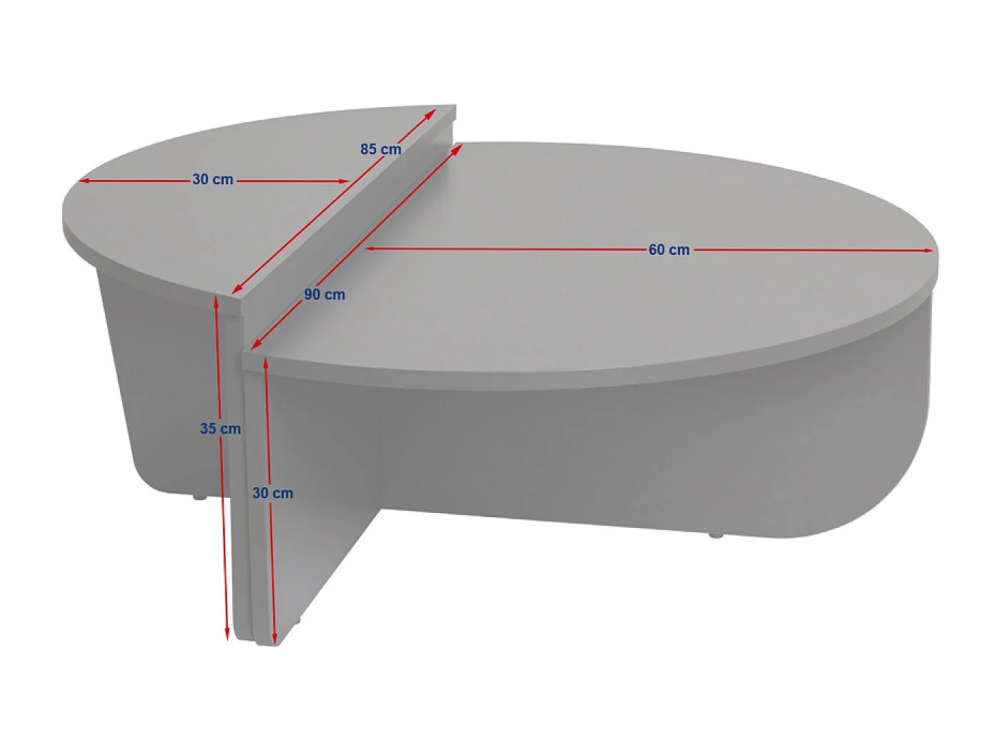 Modulaire ronde salontafel van walnoot en wit 90cm - AGNES