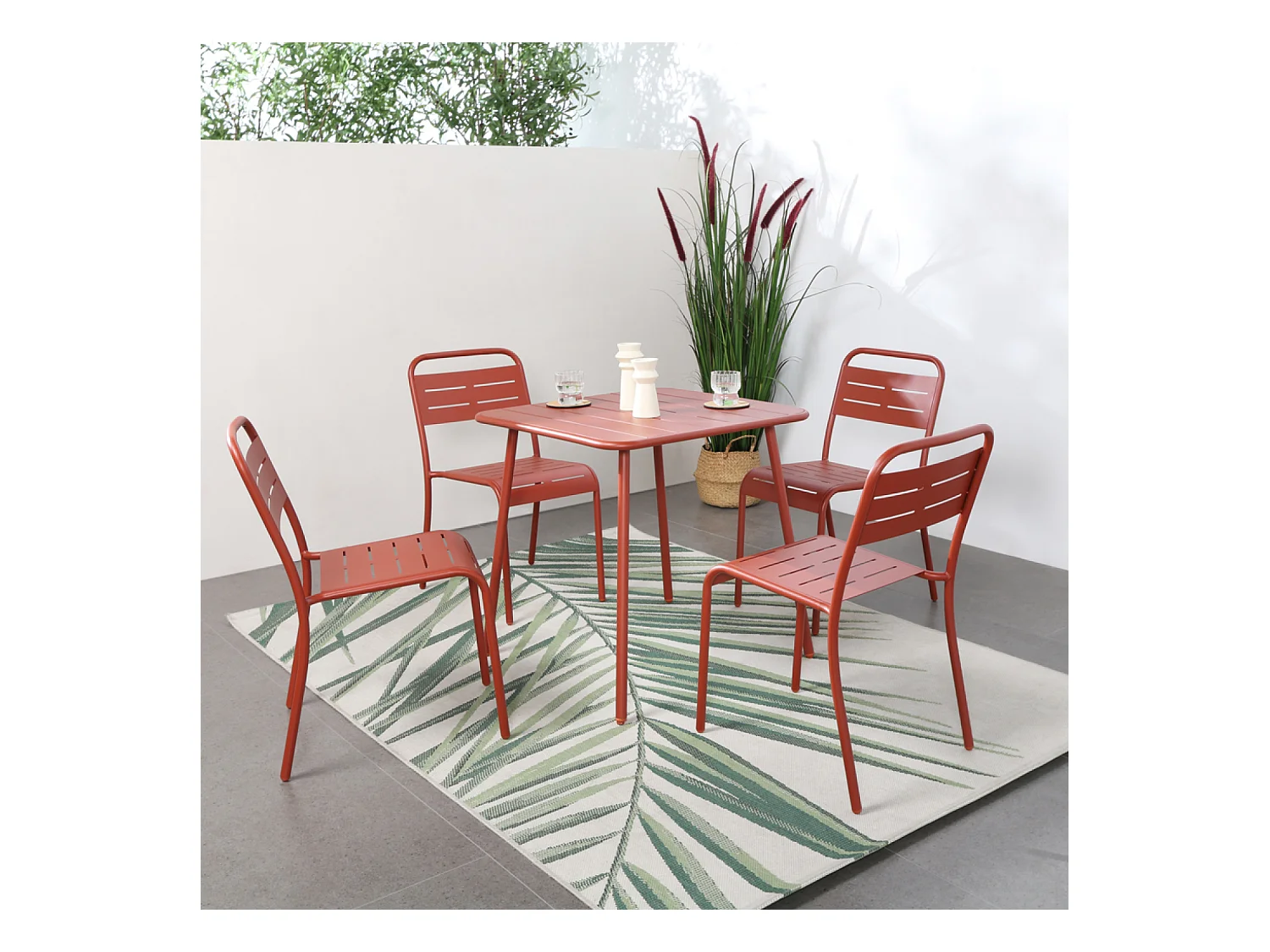 mesa de muebles de jardín comedor de 4 plazas 70x70cm terracota BERGAMO