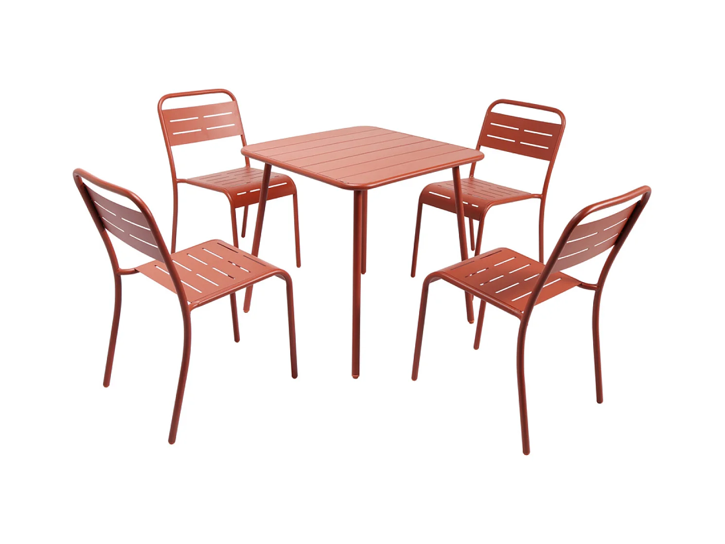 mesa de muebles de jardín comedor de 4 plazas 70x70cm terracota BERGAMO