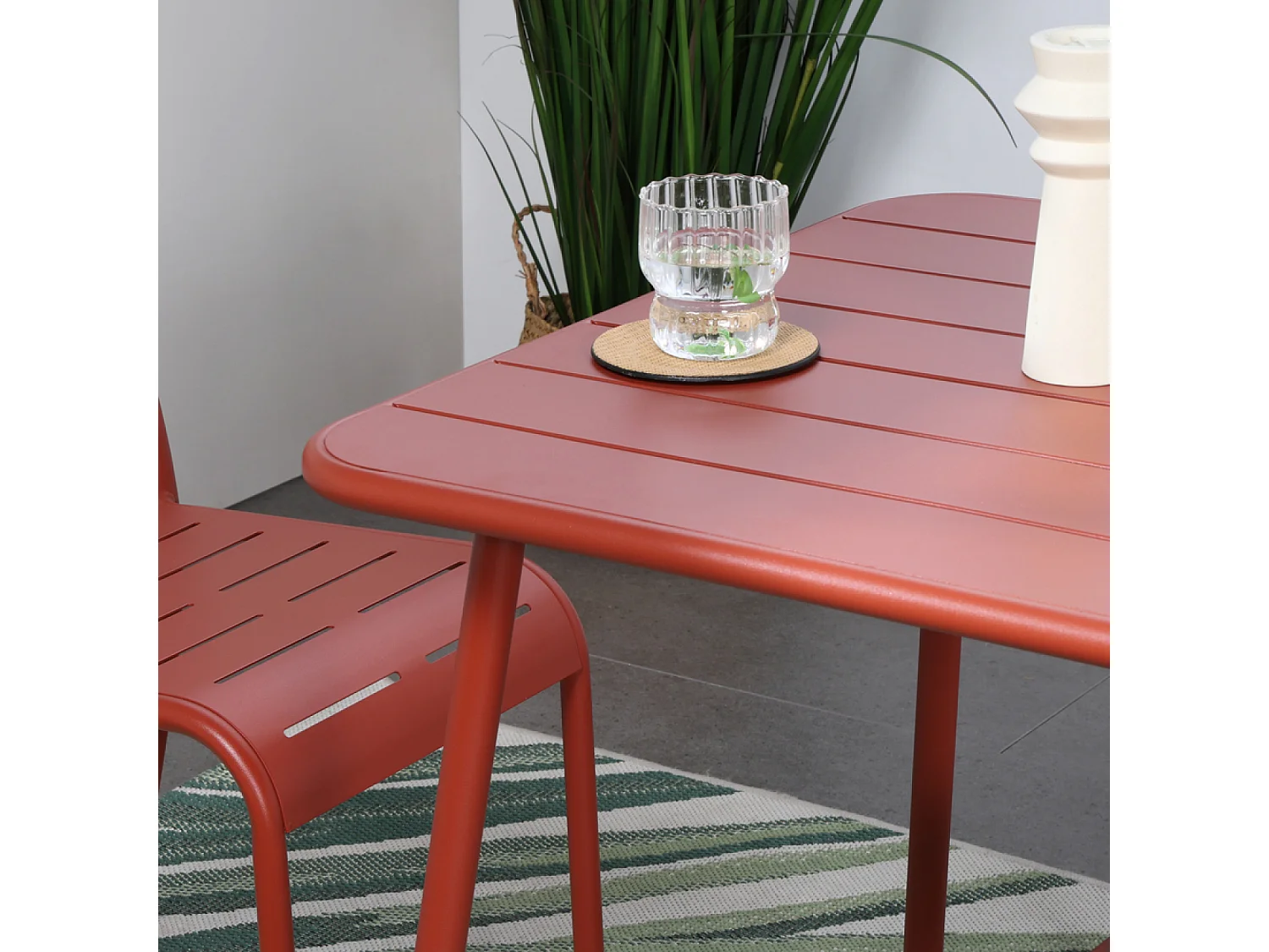 Table salon de jardin repas 4 places 70x70cm terracotta BERGAME