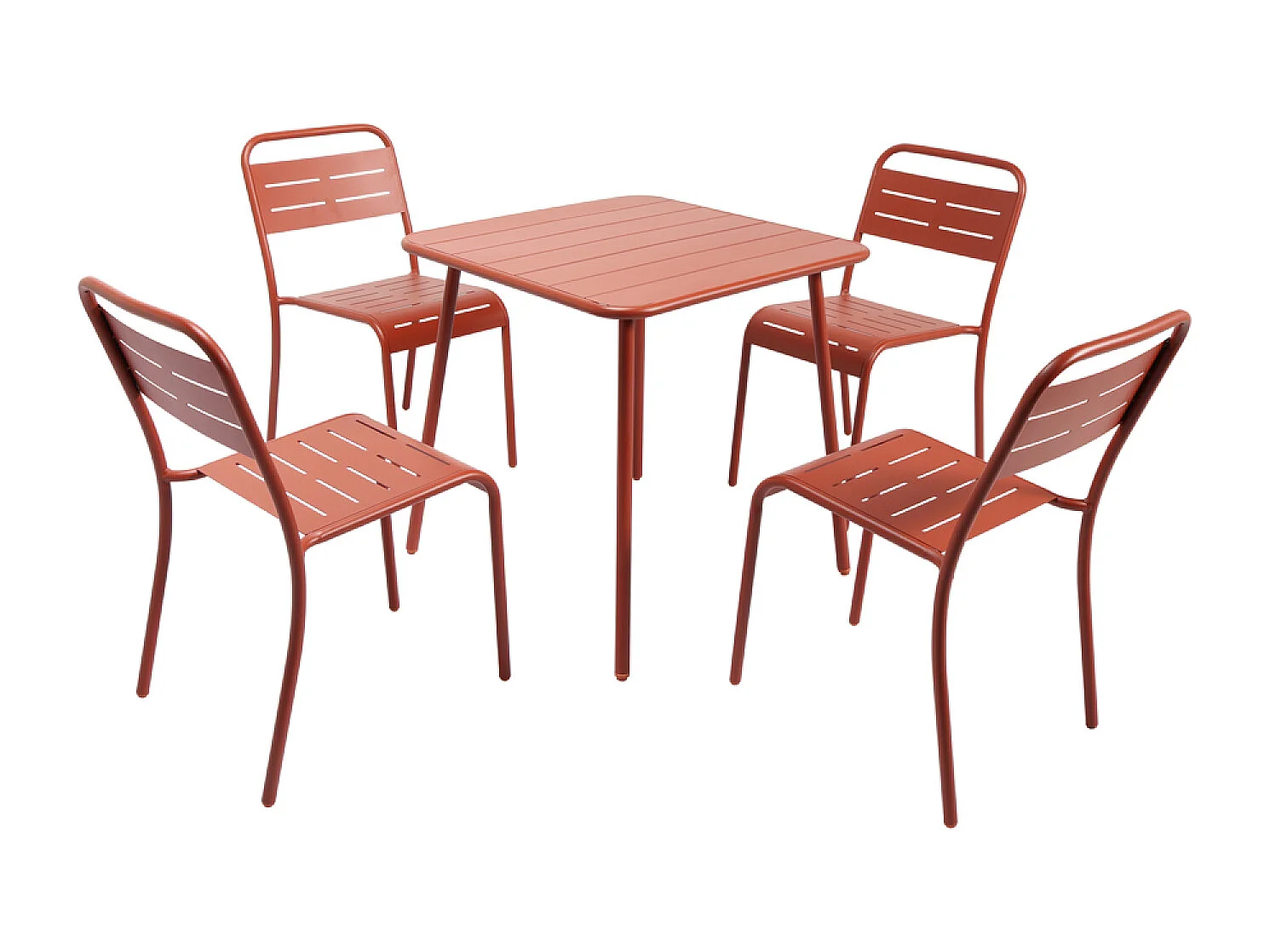 Table salon de jardin repas 4 places 70x70cm terracotta BERGAME