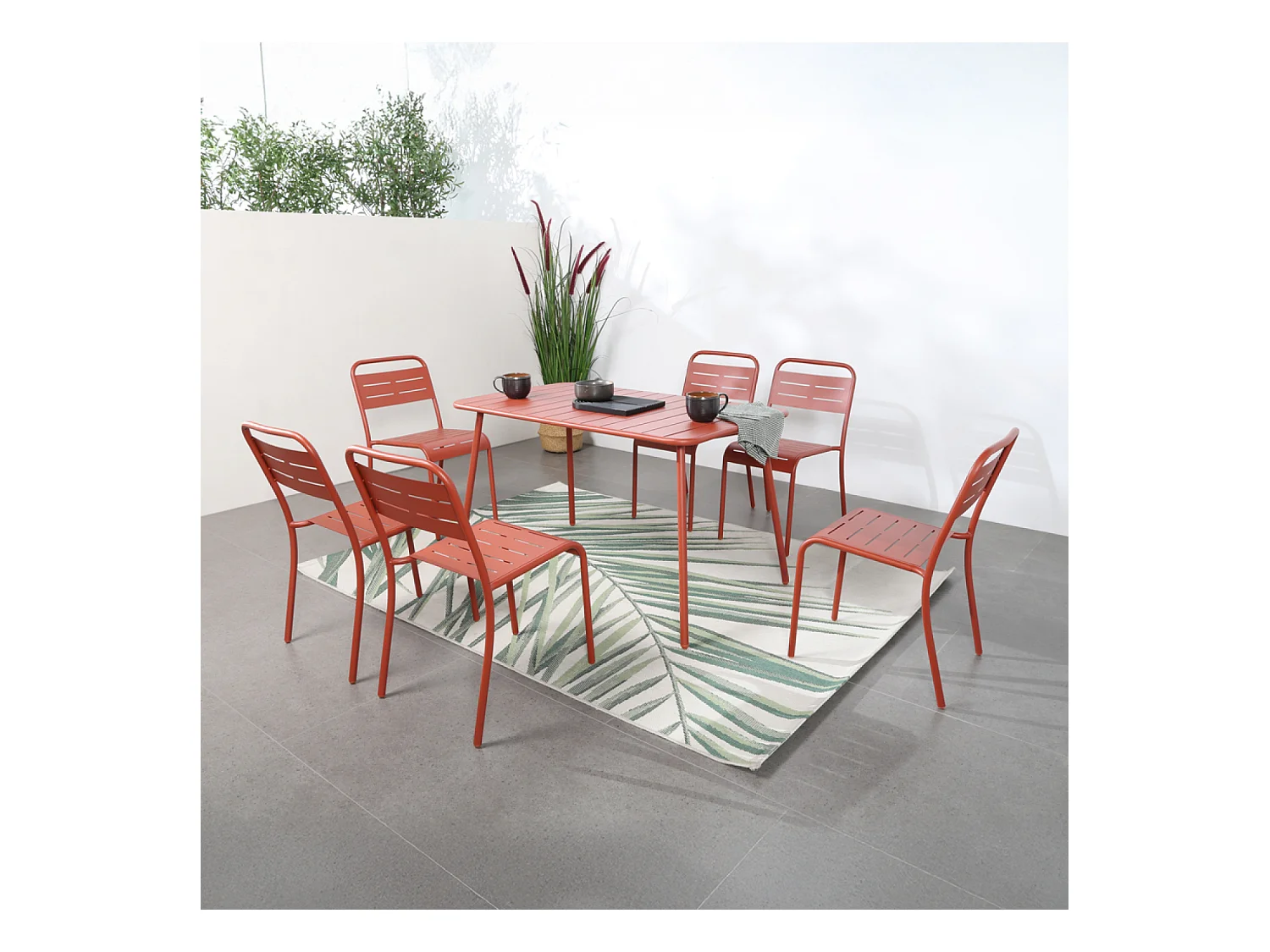 Mesa de Jardim para 4-6 Pessoas Terracota BERGAME 120x70cm