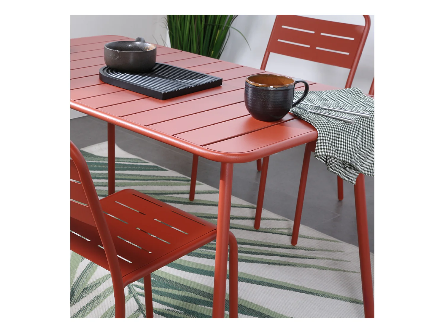 Mesa de Jardim para 4-6 Pessoas Terracota BERGAME 120x70cm