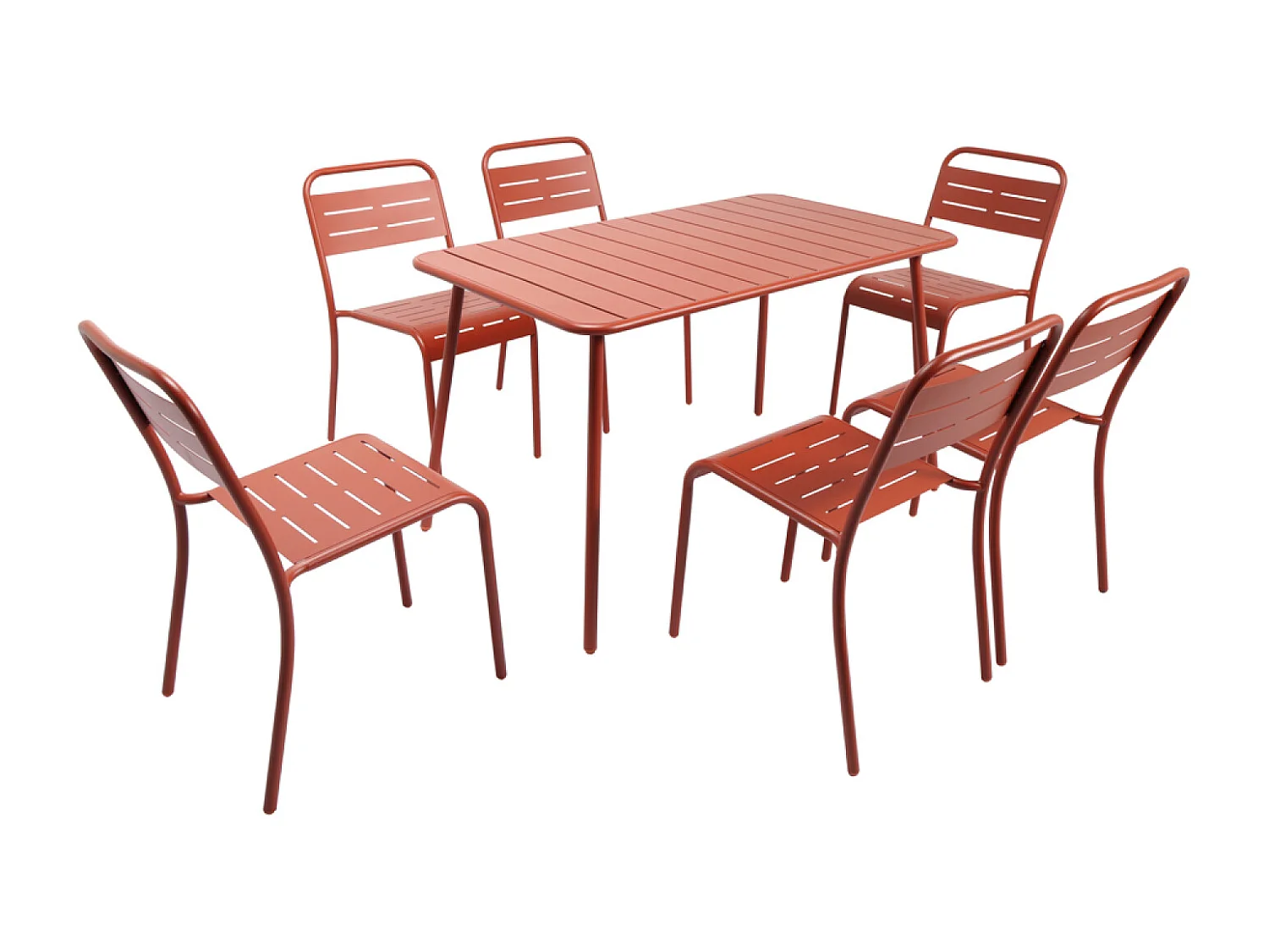 Table salon de jardin repas 4 à 6 places 120x70cm terracotta BERGAME