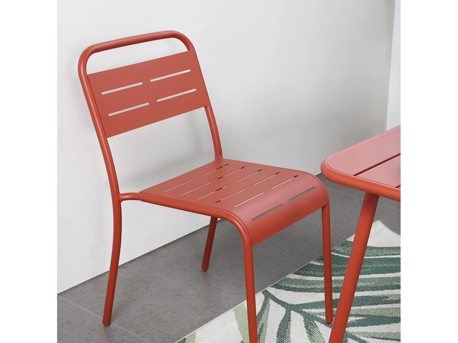 Lot de 4 chaises salon de jardin repas terracotta BERGAME