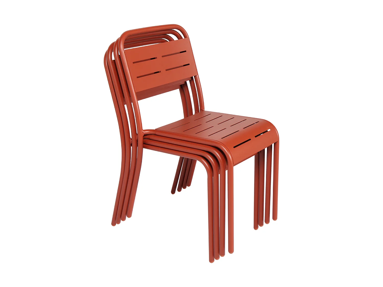 Lot de 4 chaises salon de jardin repas terracotta BERGAME