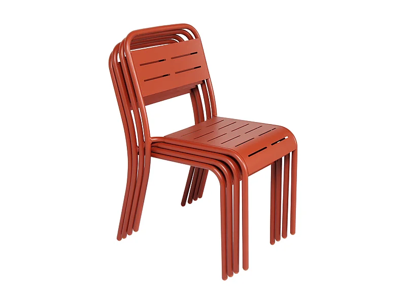Lot de 6 chaises salon de jardin repas terracotta BERGAME