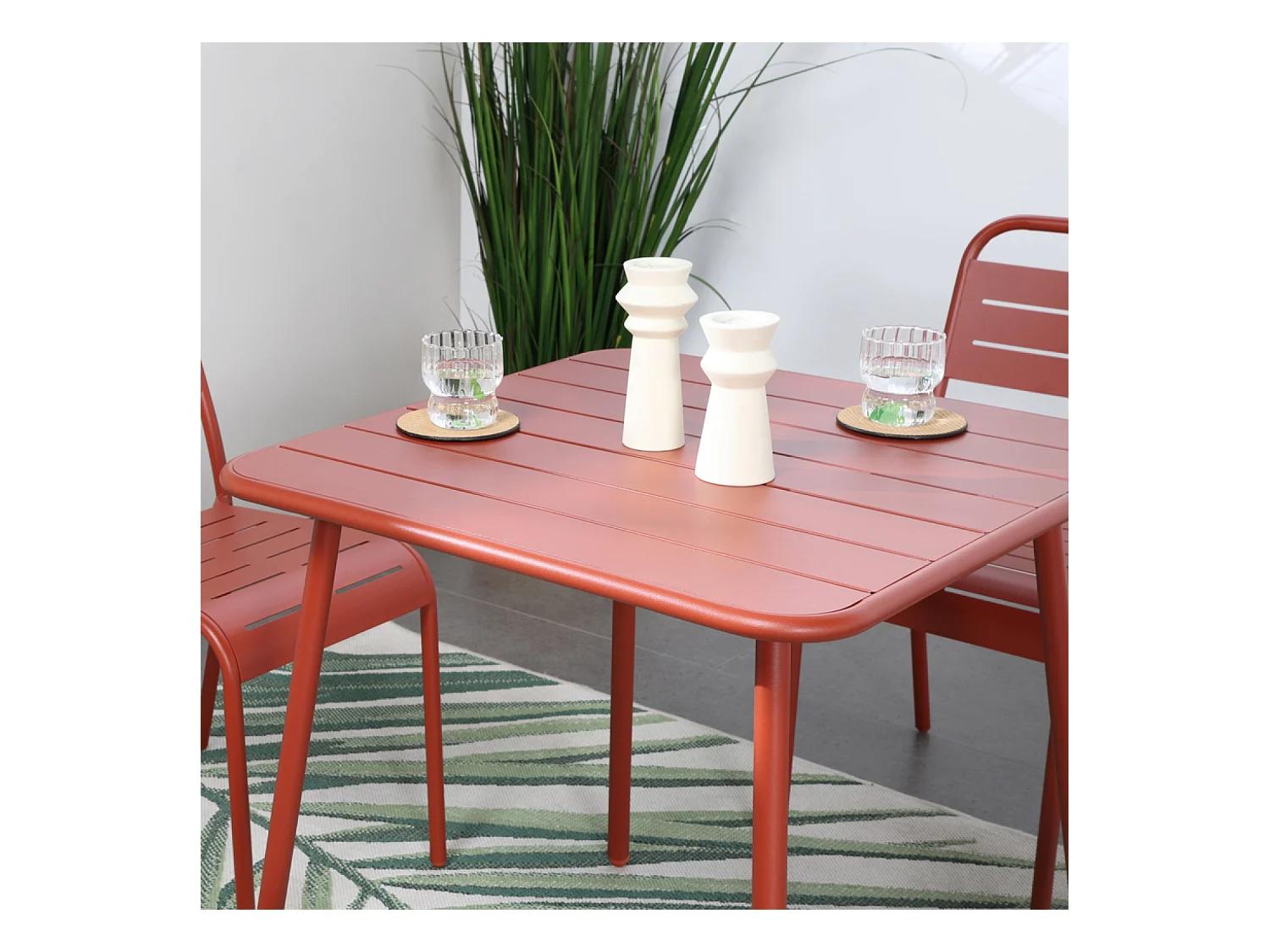 Salon de jardin repas 4 places terracotta BERGAME