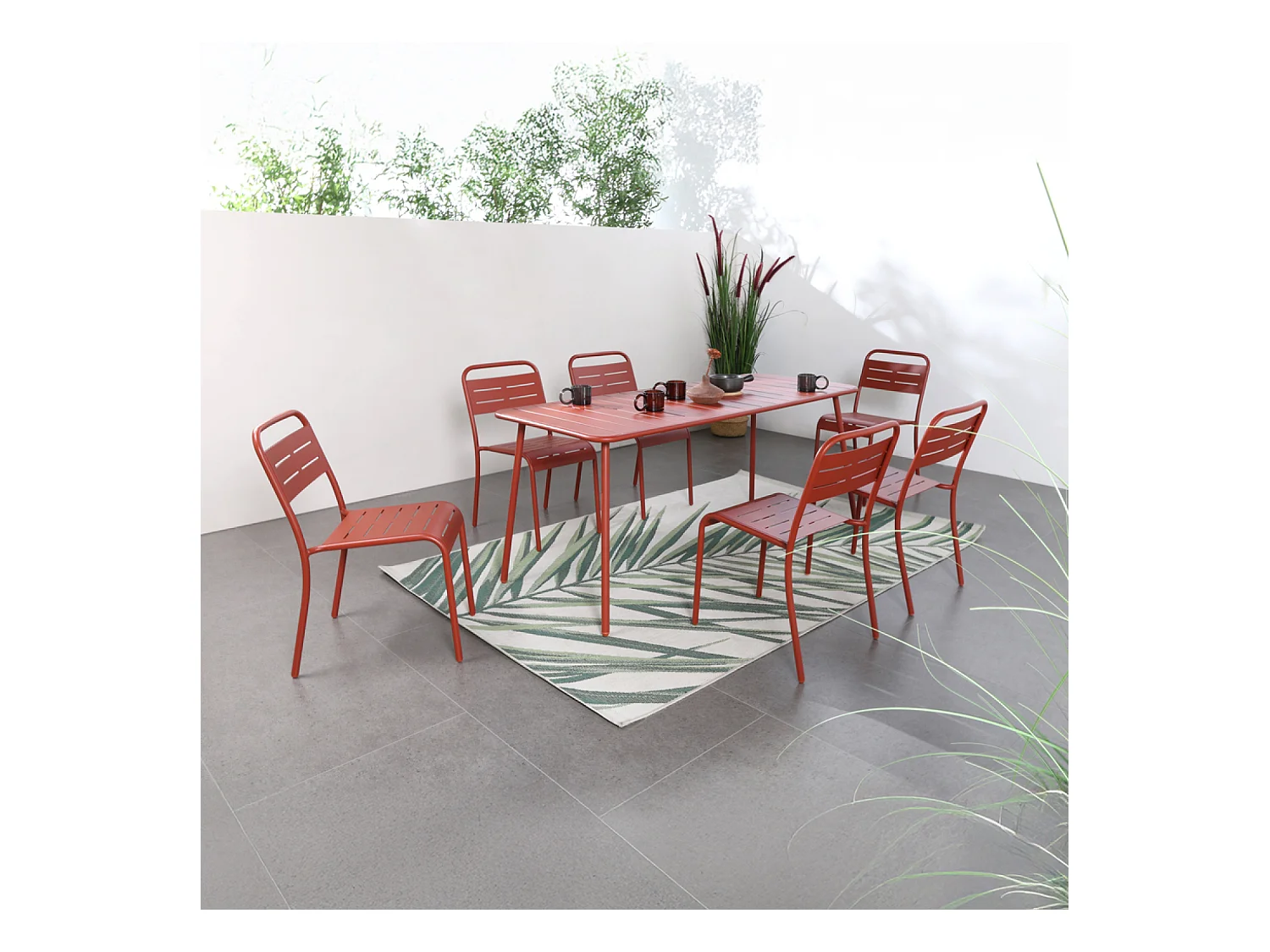Salon de jardin repas 6 places terracotta BERGAME