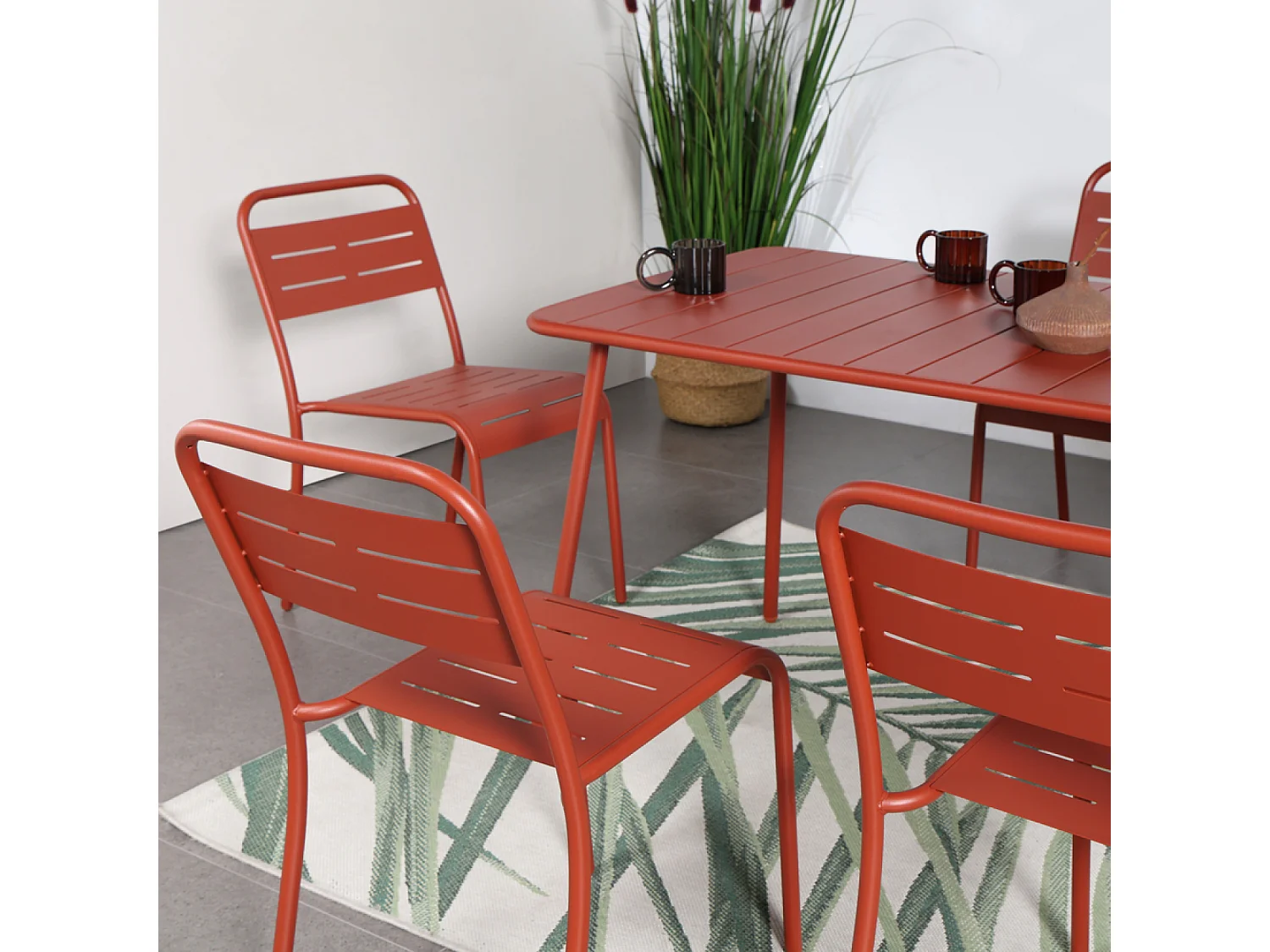 Salon de jardin repas 6 places terracotta BERGAME