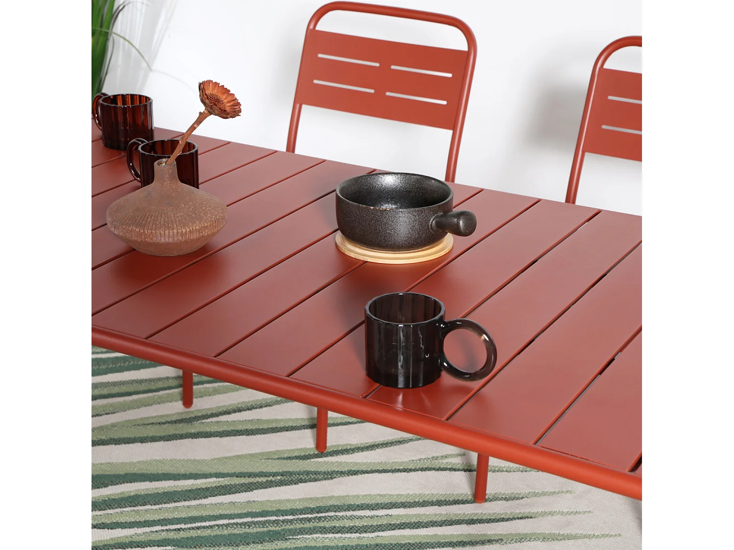 Salon de jardin repas 6 places terracotta BERGAME
