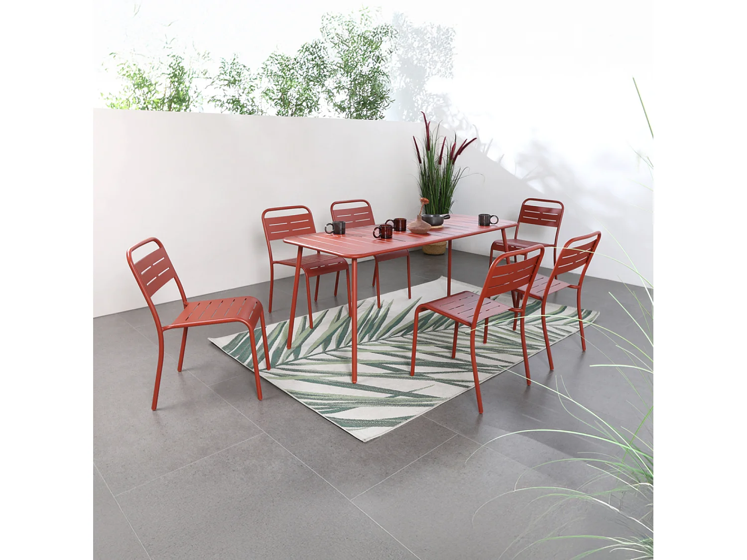 Salon de jardin repas 6 places terracotta BERGAME