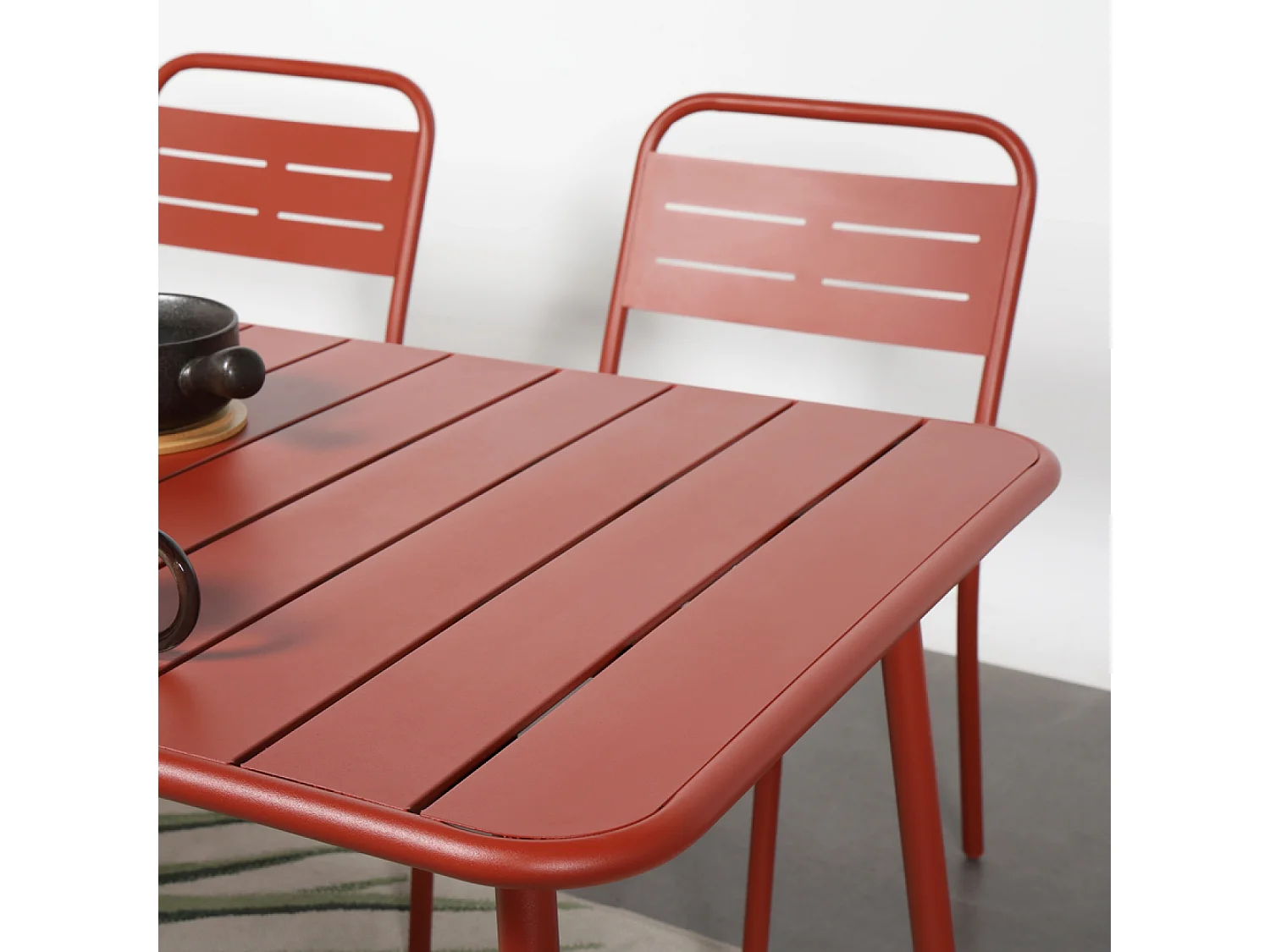 Salon de jardin repas 6 places terracotta BERGAME