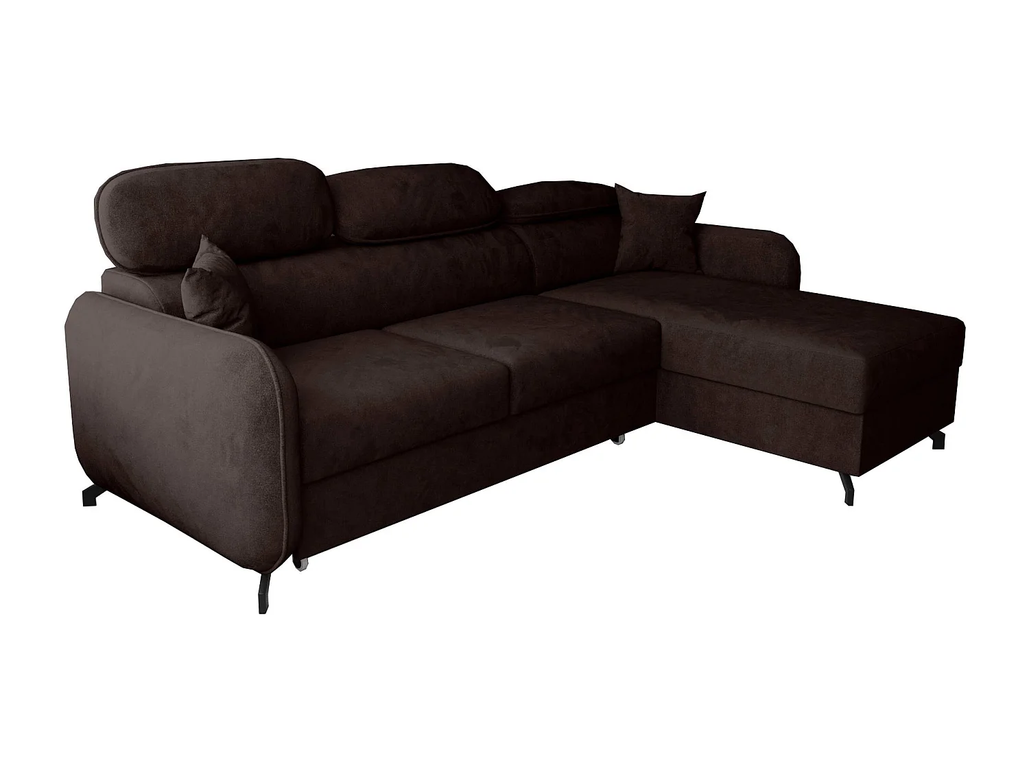 AX LIVING Hoekbank L vorm Ribella 265cm in Chocolade Slaapfunctie R