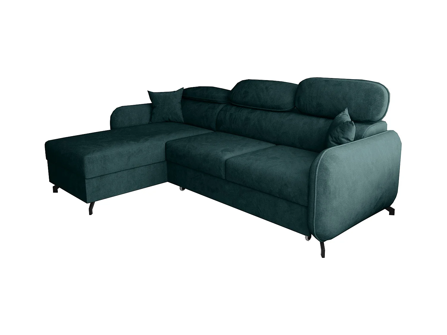 AX LIVING Hoekbank L vorm Ribella 265cm in Azurblauw met Bedfunctie L