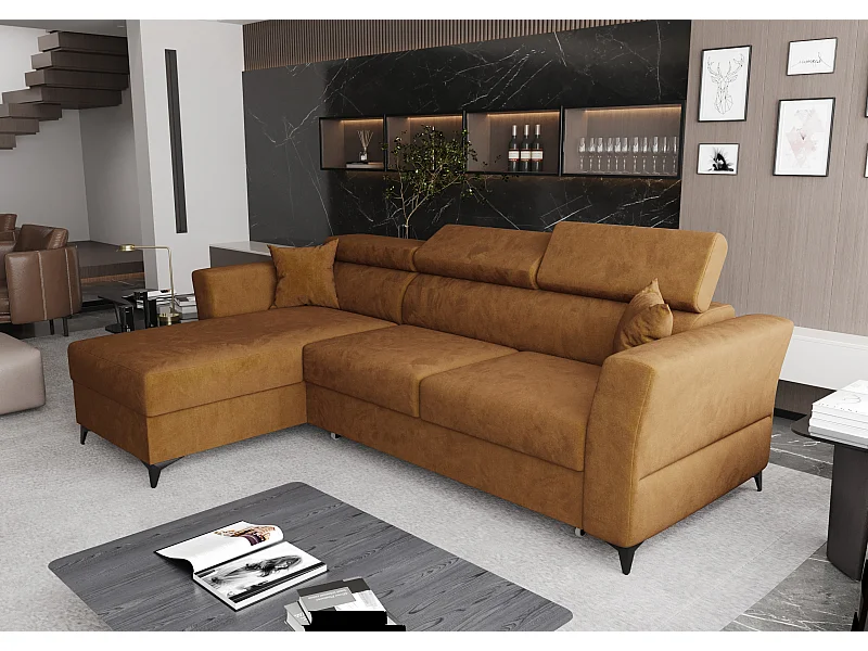 AX LIVING Hoekbank Ribella L 265 cm – amber met slaapfunctie L