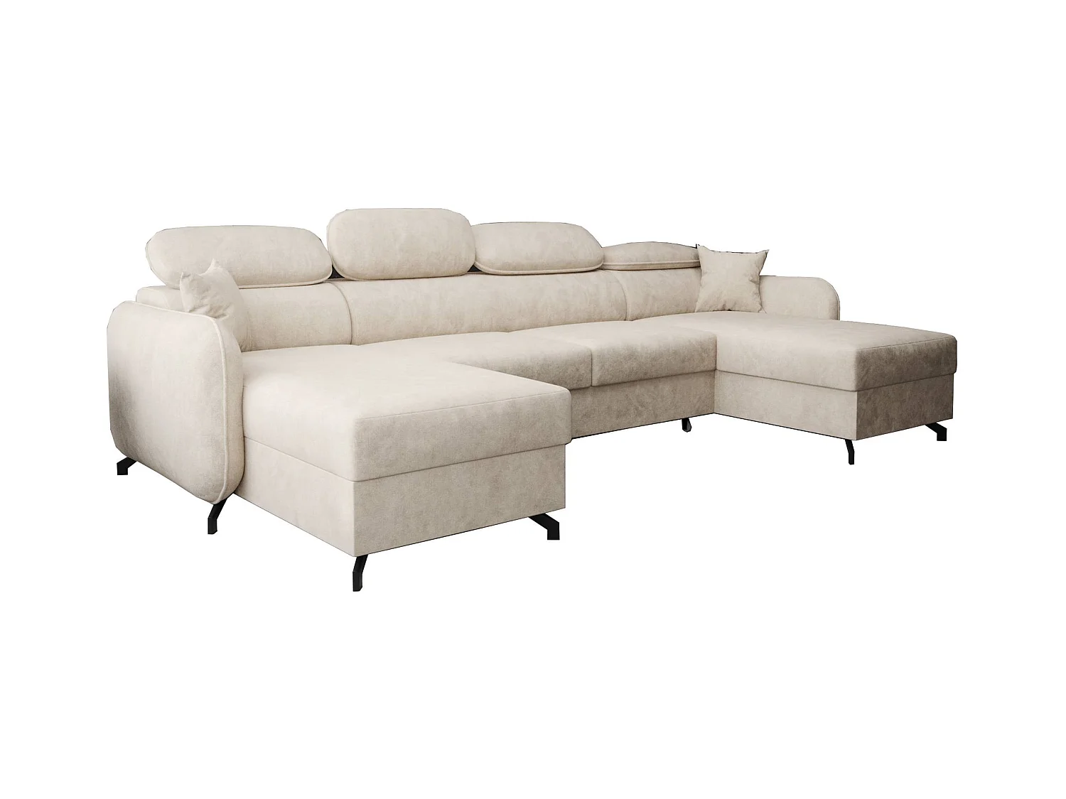 AX LIVING Hoekbank U vorm Ribella 345 cm in Beige met Bedfunctie