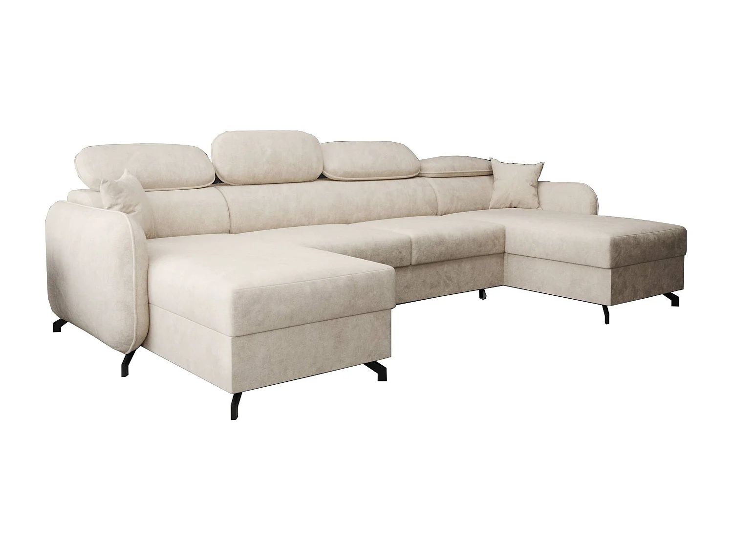AX LIVING Hoekbank U vorm Ribella 345 cm in Beige met Bedfunctie