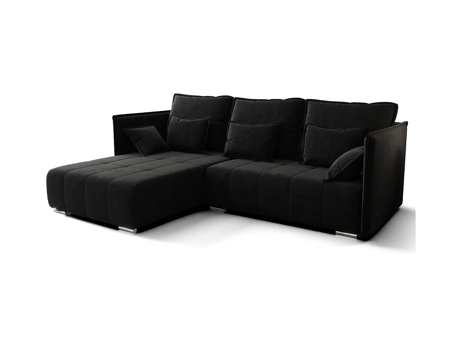 AX LIVING Schwarz Ecksofa mit Schlaffunktion Florinna 248cm L-Form