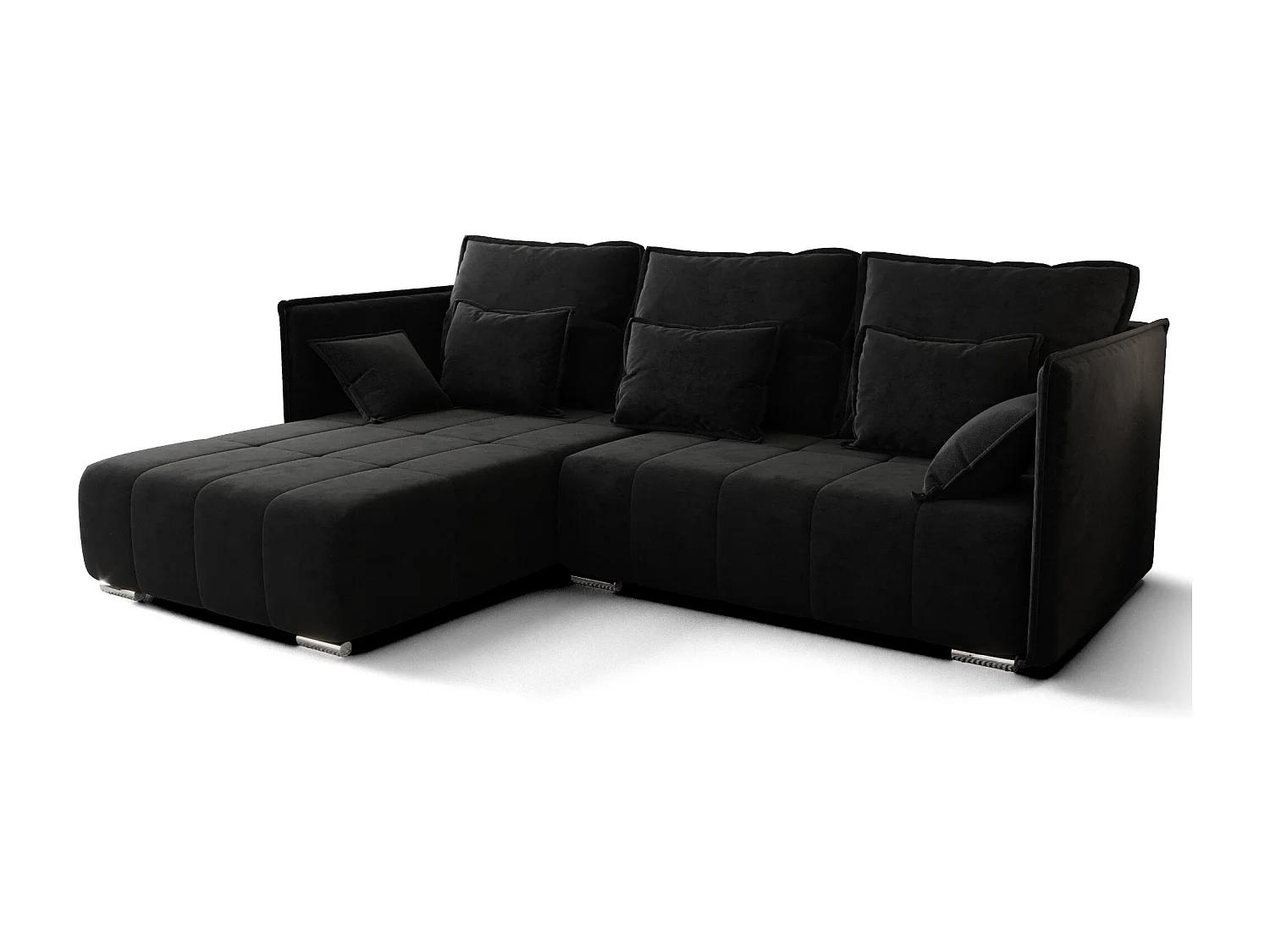 AX LIVING Florinna zwarte kleine hoekbank – 248 cm met slaapfunctie