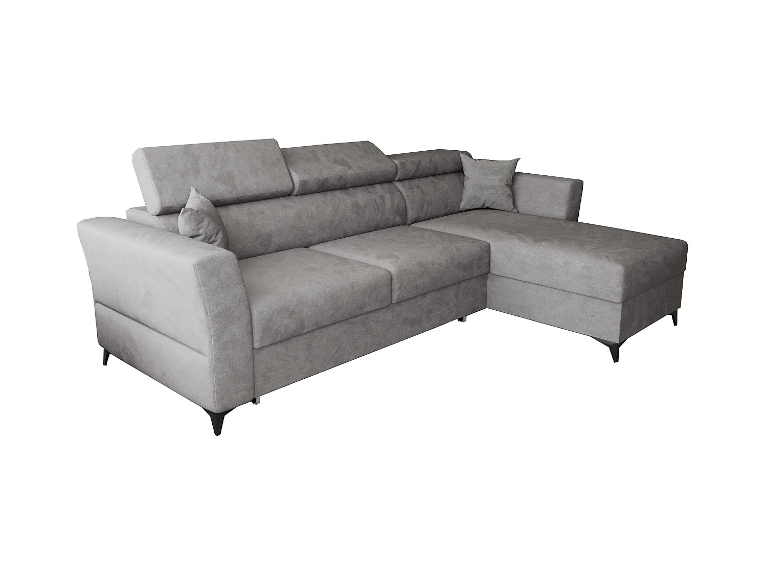 AX LIVING Ecksofa klein mit Schlaffunktion Ribella 265cm grau L-Form R