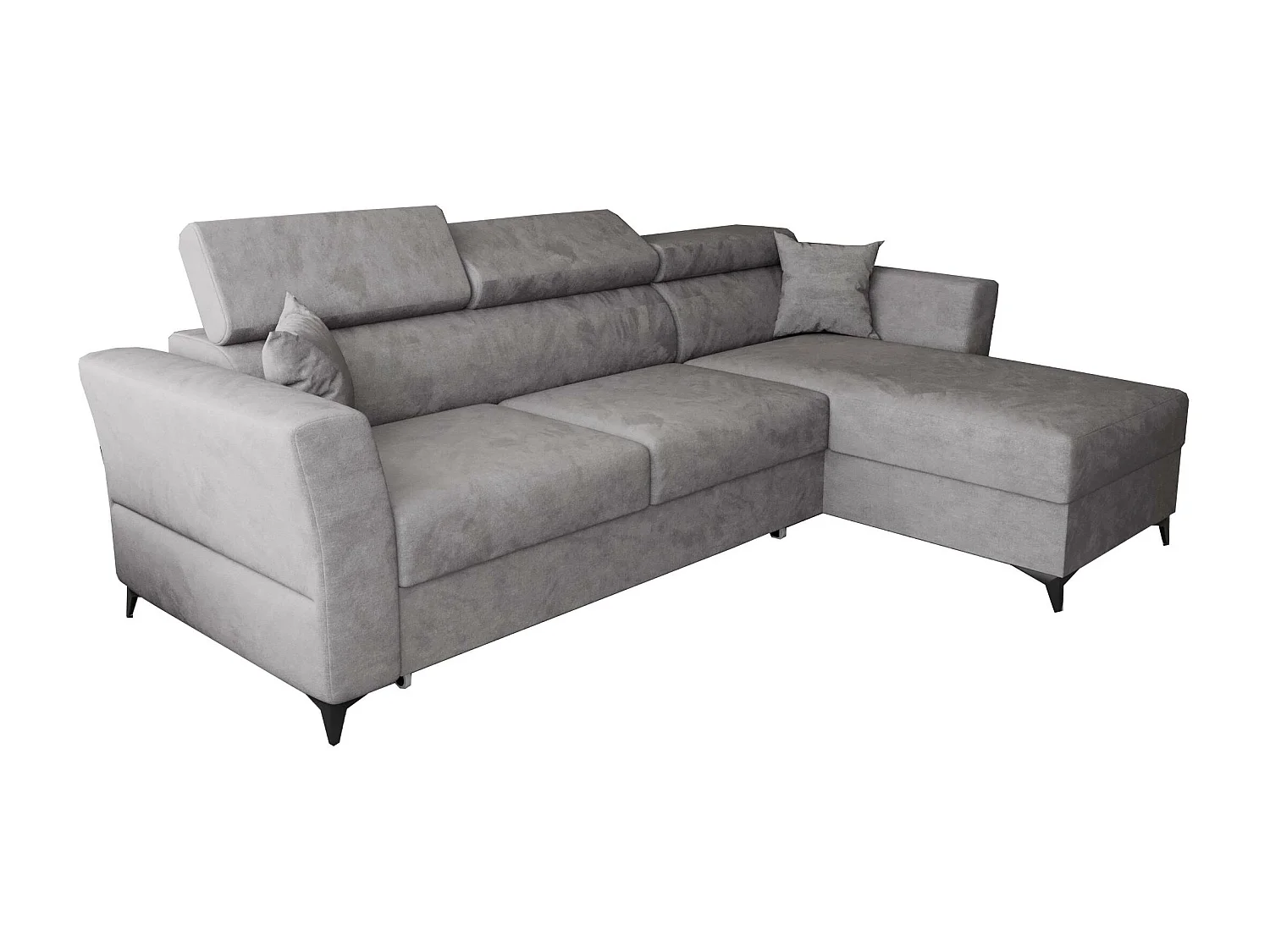 AX LIVING Ecksofa klein mit Schlaffunktion Ribella 265cm grau L-Form R