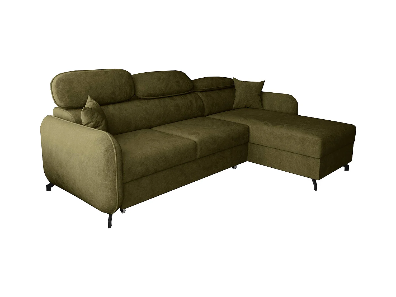 AX LIVING Ecksofa Schlaffunktion Ribella 5L-Form 265cm Samt Olivgrün R