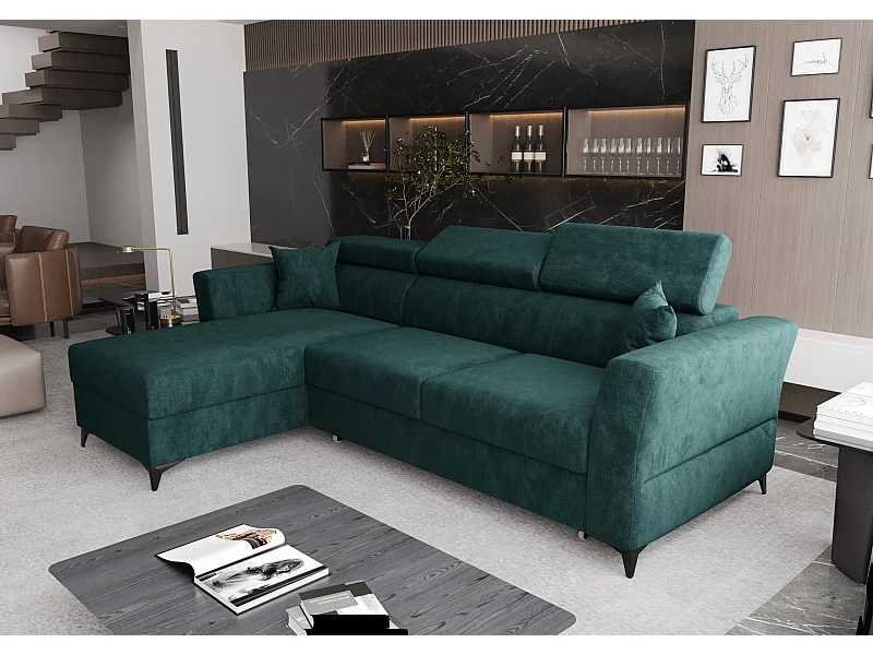 AX LIVING petit canapé d’angle avec fonction de couchage Ribella 265 cm turquoise forme L G