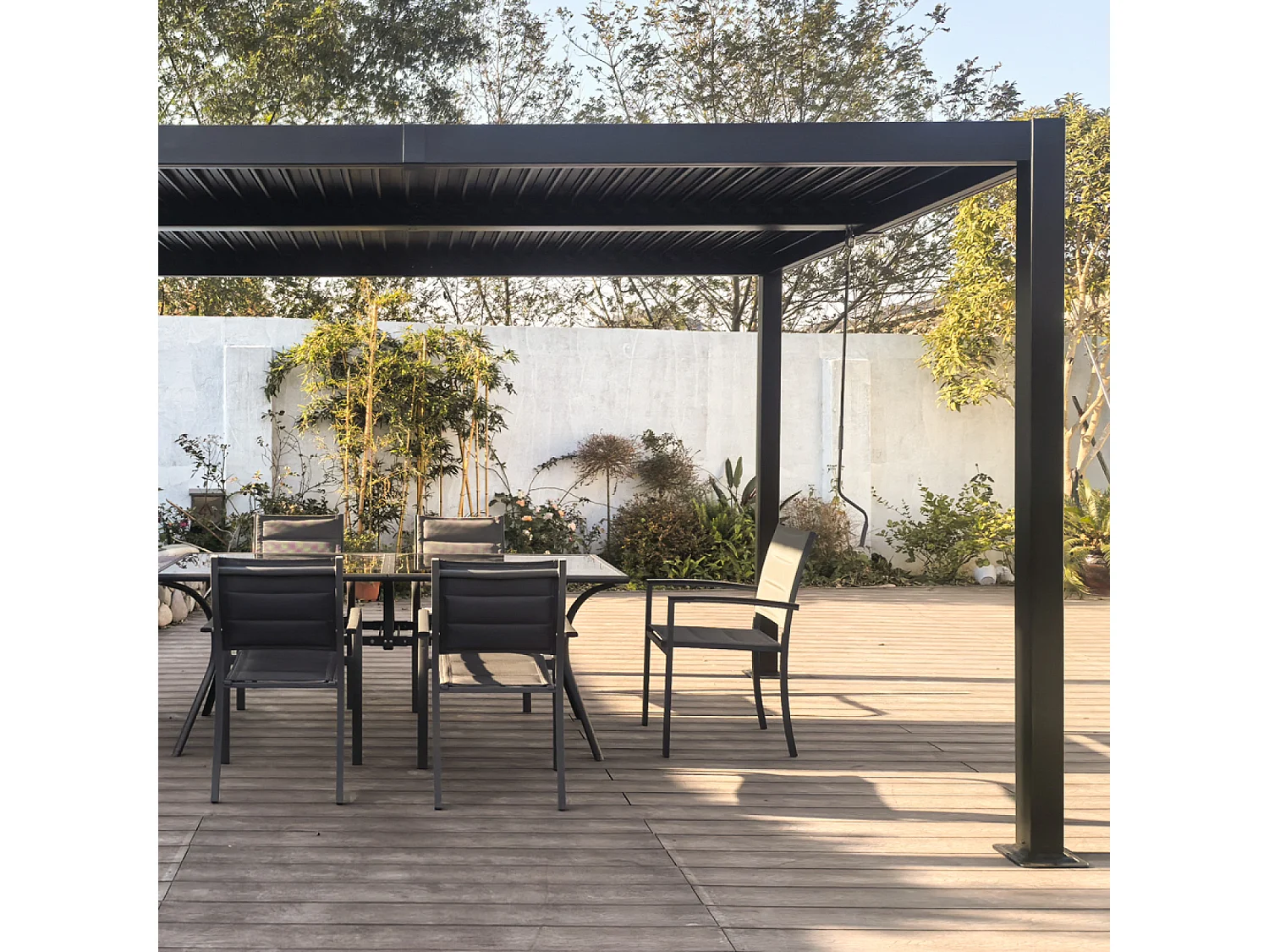 Pergola bioclimatica 4x3m, struttura e lamelle in alluminio NAXOS grigio antracite