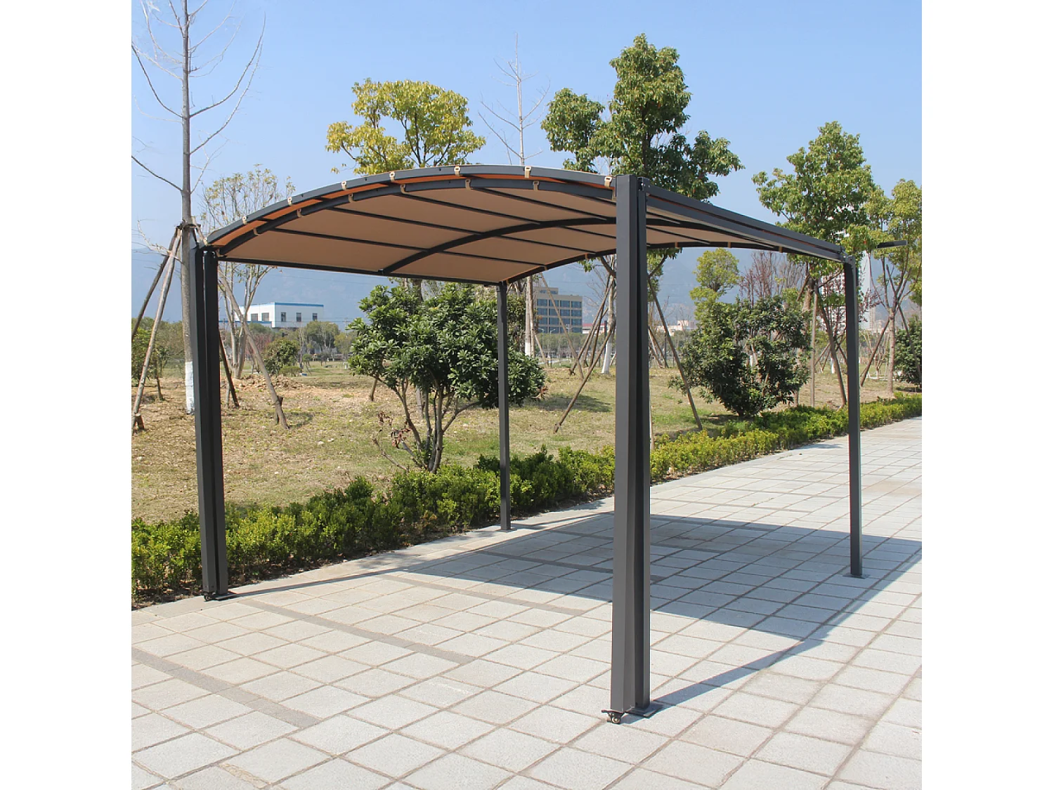 Uitschuifbare Pergola en Carport 9m² tot 16m² Grijs en Beige ICARIA