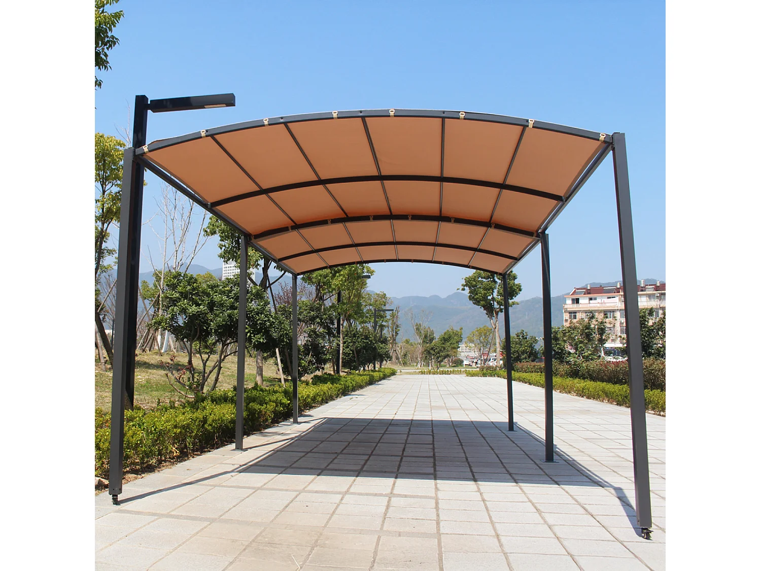 Uitschuifbare Pergola en Carport 9m² tot 16m² Grijs en Beige ICARIA