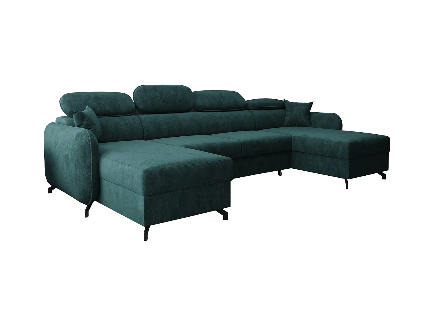 AX LIVING Hoekbank U vorm Ribella 345 cm in Turkoois met Bedfunctie